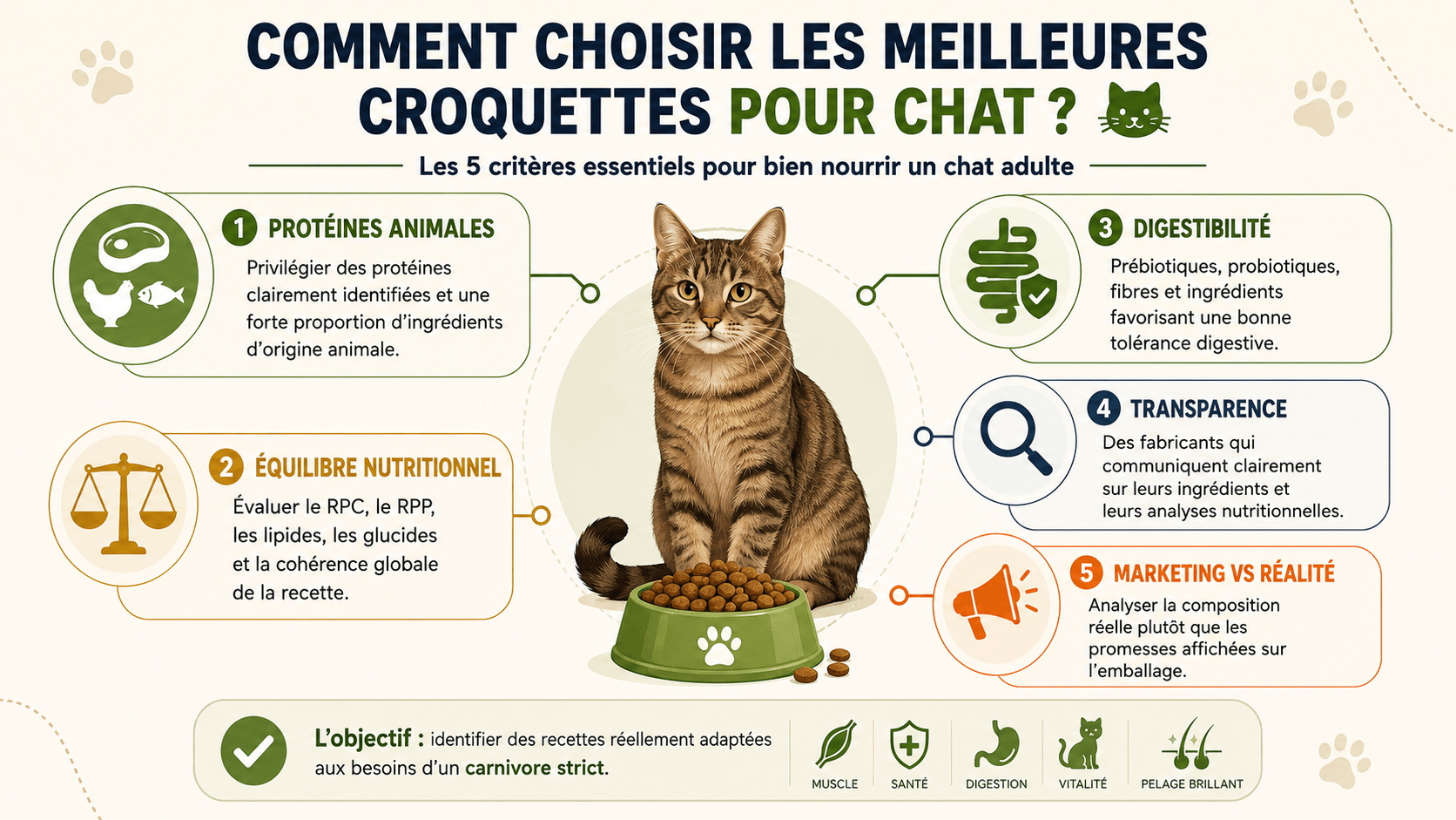 CritĂšres choix croquettes chat